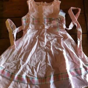 Pink dress with pastel plaid details